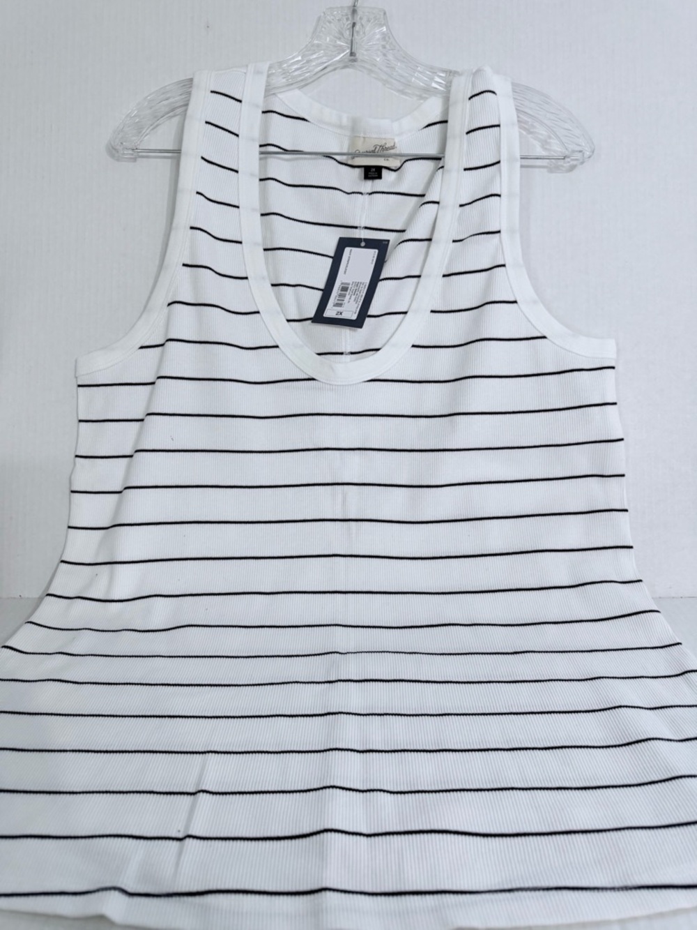 Universal ThreadWhite and Black Stripe Women's Tank Top - Classic Ribbed Tank